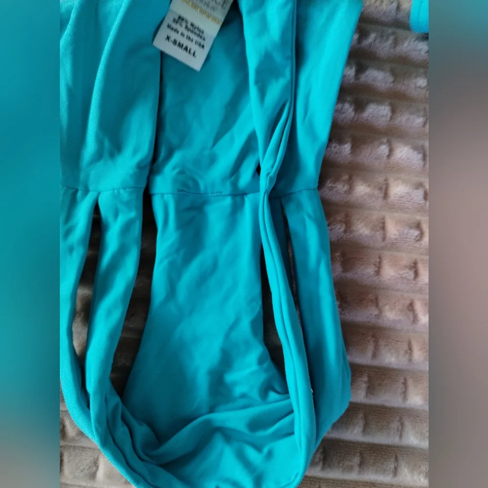 L Space Chic Turquoise Tie-Front Bikini XS - Picture 5 of 10